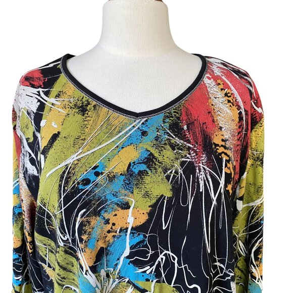 Vintage Jess & Jane Artsy Bold Shirt Abstract Statement Funky Lagenlook USA-XL - Picture 2 of 12